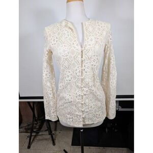 Vintage Chessa Davis White Lace Top medium l
